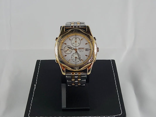 Vintage Seiko SQ50 Chronograph – Two-Tone – White Dial