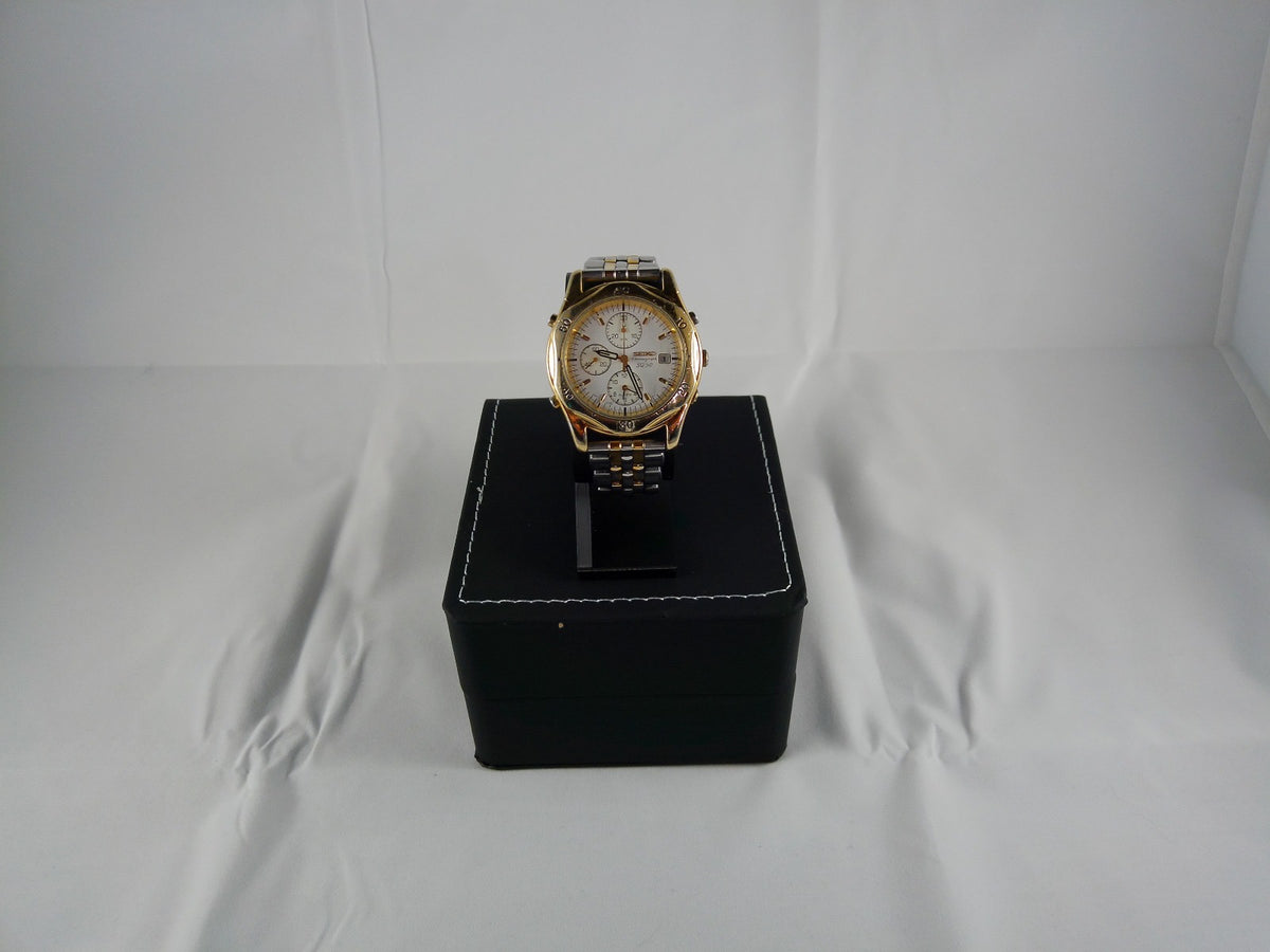 Vintage Seiko SQ50 Chronograph – Two-Tone – White Dial