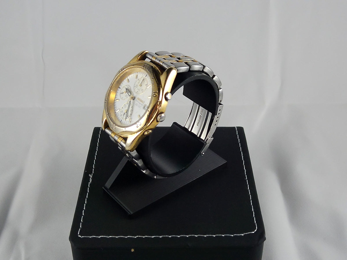 Vintage Seiko SQ50 Chronograph – Two-Tone – White Dial